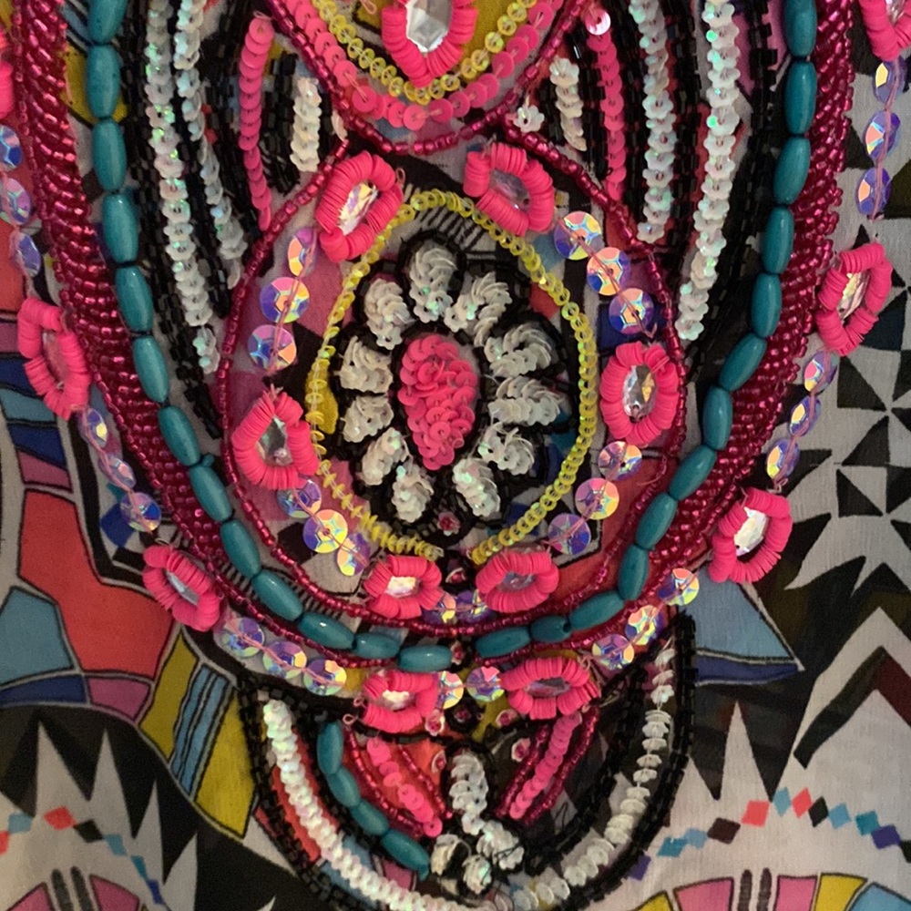 Vibrant Multicolored Caftan With Beading - image 3